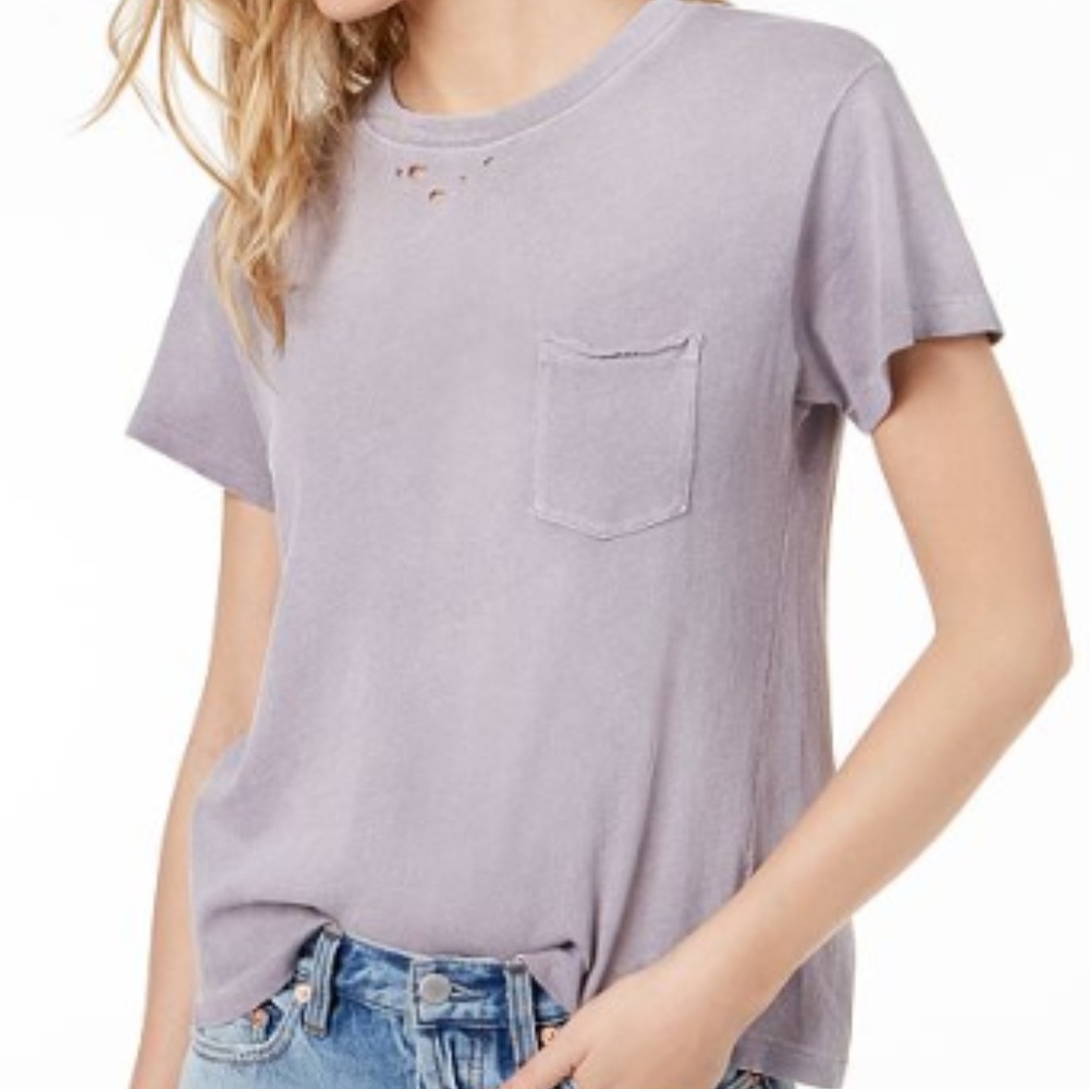 Free People Cotton Ripped T-Shirt